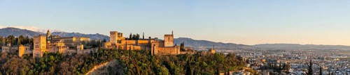 Cityscape with Alhambra at evening light