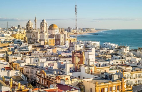 Cadiz cityscape with Cathedral Catedral de la Santa Cruz