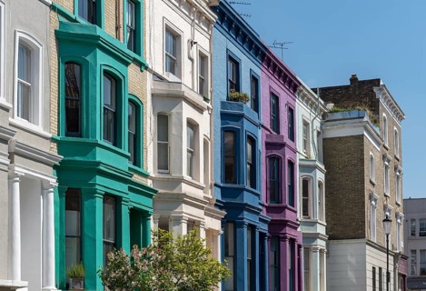 Colourful House Fronts on Lancaster Road