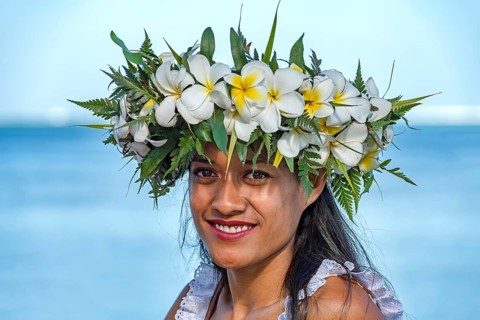Young woman with flower wreath