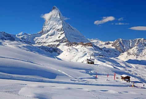 Chapel at Riffelberg 2582m in front of Matterhorn