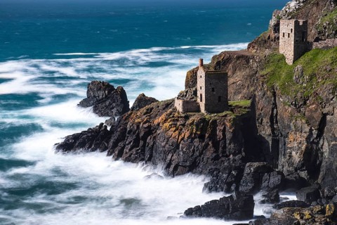 Rocky coast with ruins