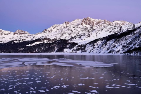 Frozen Lake Silsersee in winter