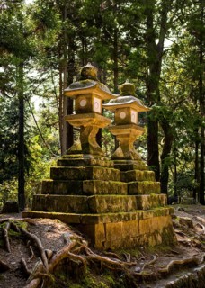 Huge stone lanterns in Nara Park