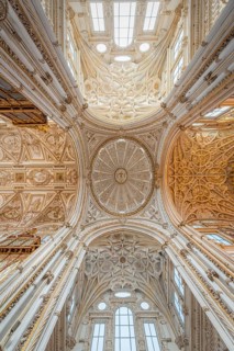 Vaulted ceiling decorated with stucco and gold