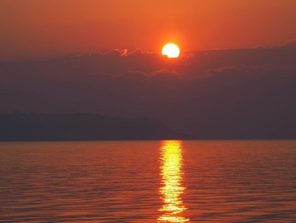 Sunrise over the sea in front of Ischia Ponte