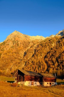Mountain landscape with hut in autumn