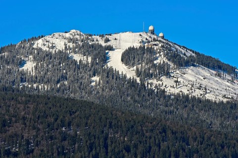 Grosser Arber summit with radomes in winter