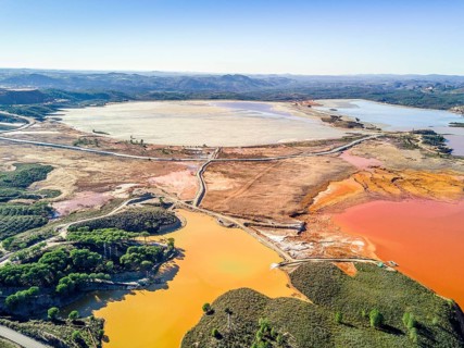 Colorful lakes in mining region