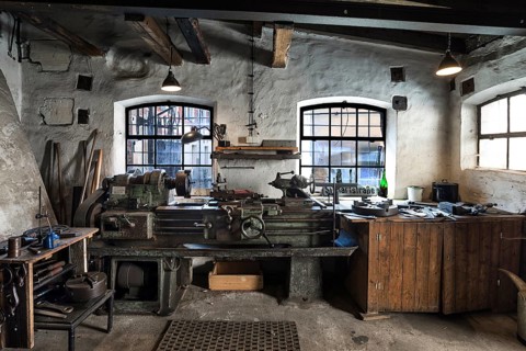Old workshop with lathe