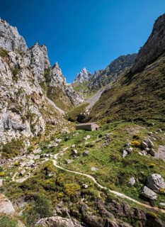 Mountain scenery on the footpath La Ruta del Cares in the National Park Picos de Europa
