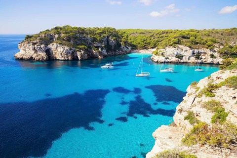 Sailboats at anchor