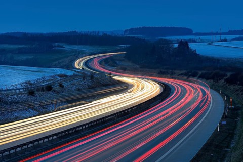 Traces of light on the A9 motorway