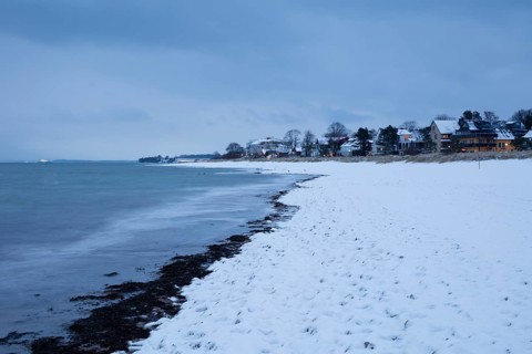 Snow on the baltic sea coast