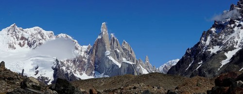 Snowy mountain range with Cerro Torre