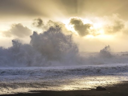 Storm waves at Reynisfjara Black Sand Beach