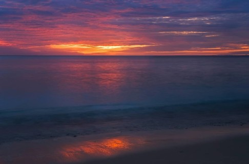 Dramatic sunrise on the beach