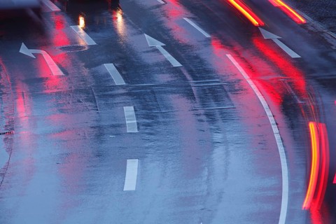 Rain-wet street