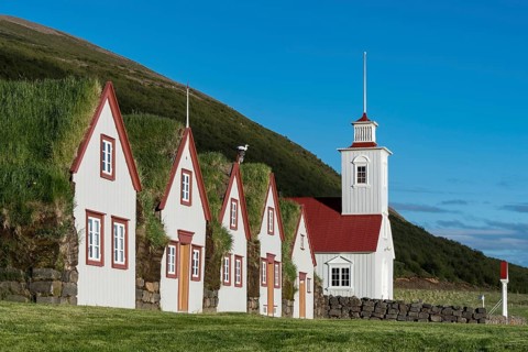 Old icelandic turf houses Laufas