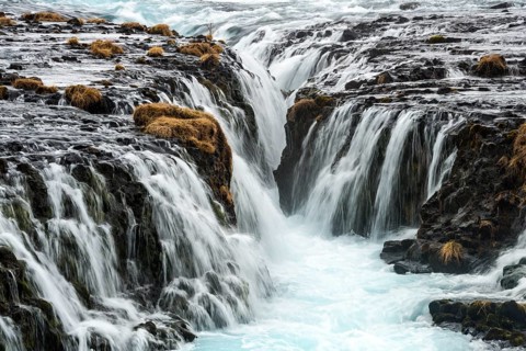 Waterfall Bruarfoss in winter