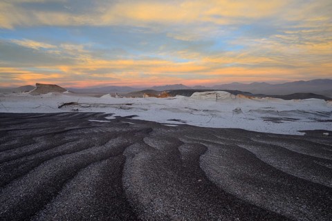 Moonscape of the Campo de Piedra Pomez in the sunset