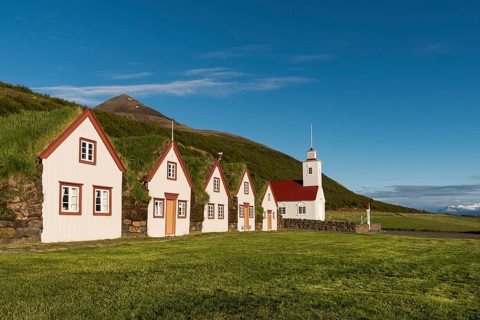 Old icelandic turf houses Laufas
