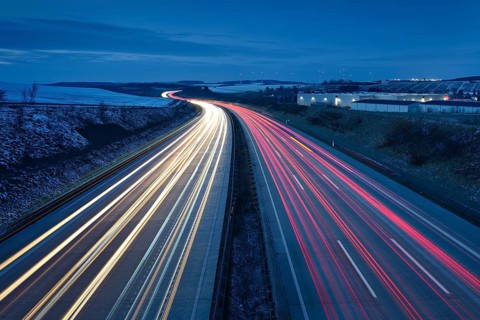 Traces of light on the A9 motorway