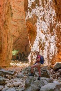 Female hiker in a gorge