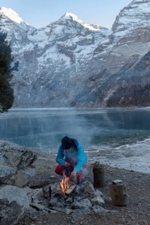 Campfire on Lake Oeschinen