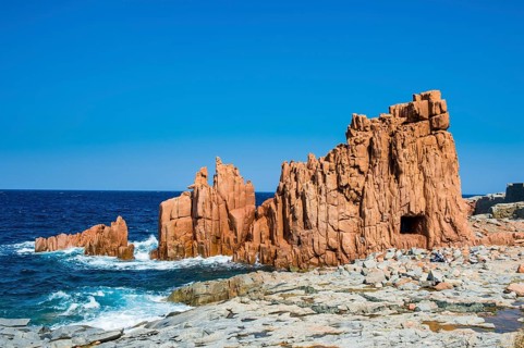 Rock formation on the beach of Rocce Rosse