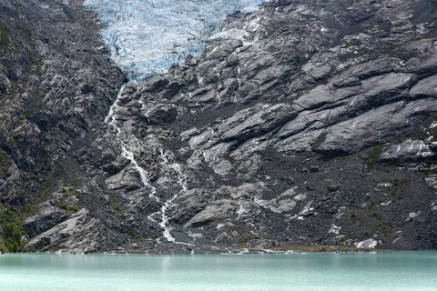 Melting glacier with lake