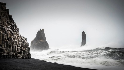 Basalt rock Reynisdrangar near Vik i Myrdal