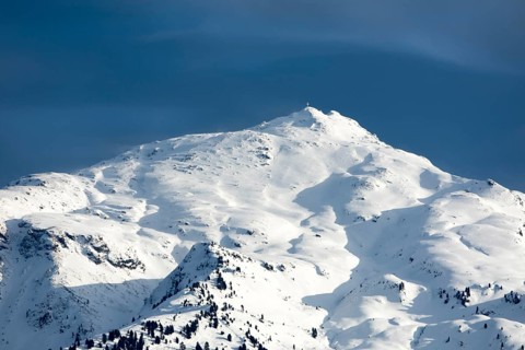 Snow-capped peak of the Gilfert in winter
