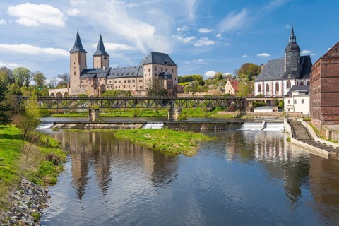 Castle Rochlitz with river Zwickauer Mulde