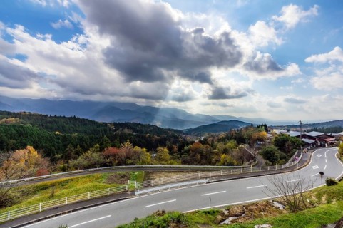 Road through hilly landscape