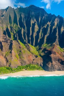 Aerial of the rugged Na Pali Coast