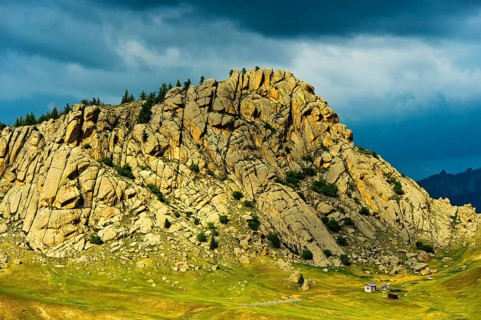 Mountain in the steppe landscape