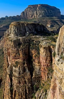 Rugged rock faces in the Gheralta Mountains