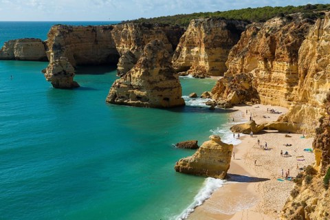 Beach and coloured rocks