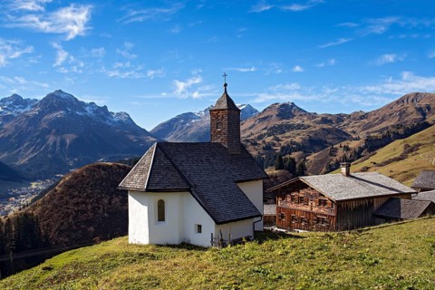 Walser settlement Burstegg with listed catholic church