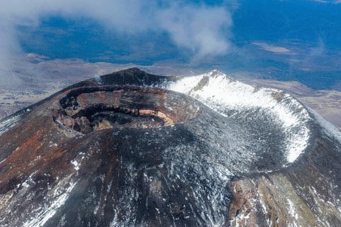 Aerial view of the crater of Mount Ngauruhoe