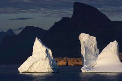 Icebergs in the evening light