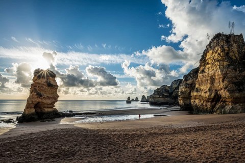 Coloured cliffs and sunrise at the beach