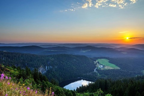 View from Feldberg mountain to lake Feldsee