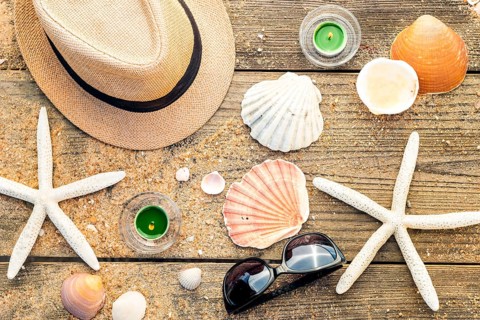 Summer concept and background made of accessories as hat