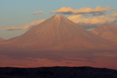Licancabur volcano at sunset