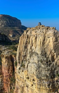 Rugged rock faces in the Gheralta Mountains