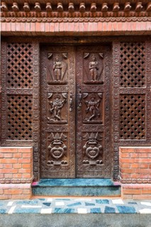 Carved wooden door