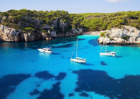 Sailboats at anchor
