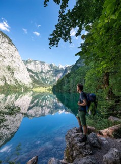 Hiker on a stone